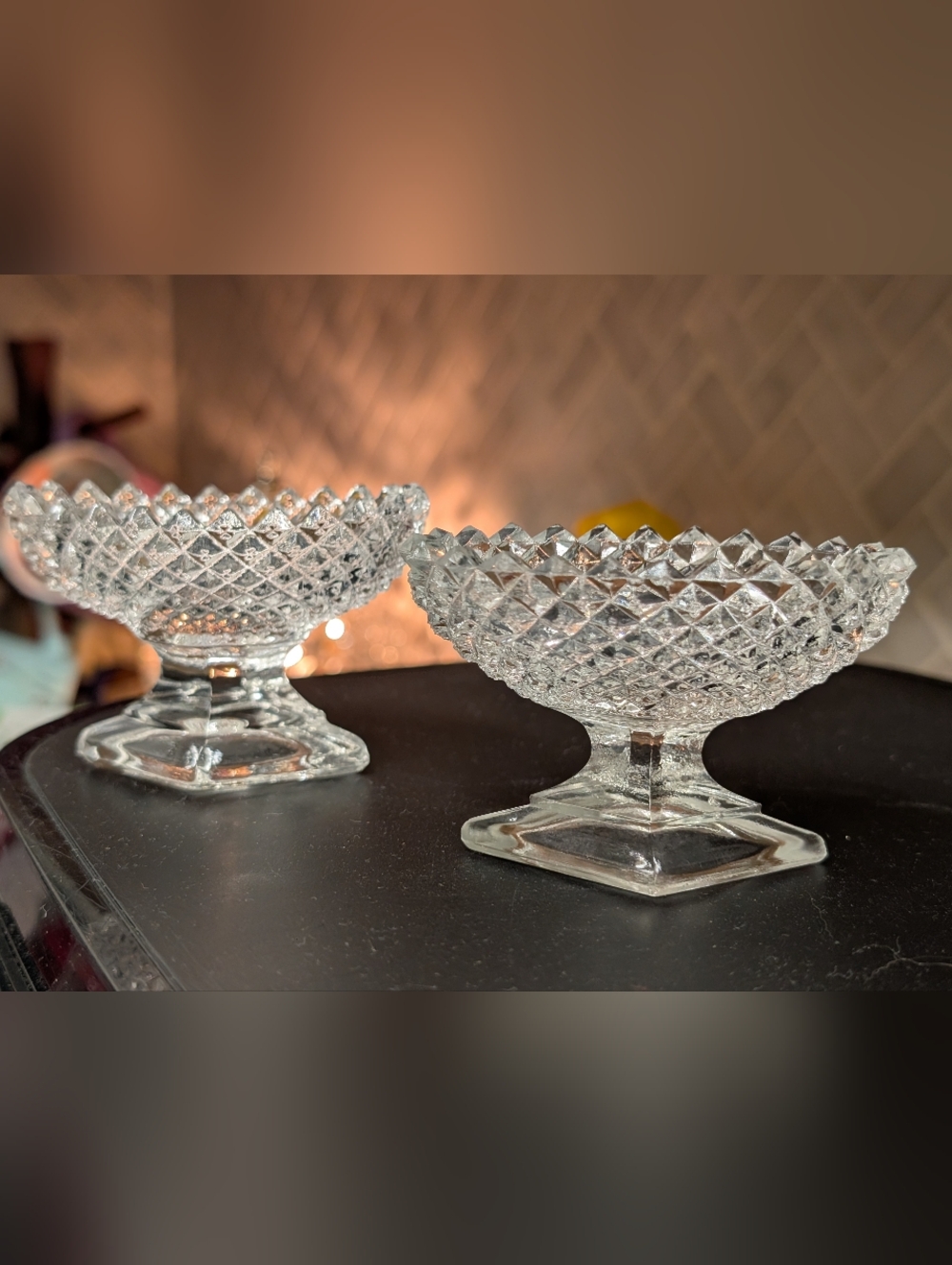 Set Of 2 vintage Westmoreland English Hobnail Clear Salt Cellar